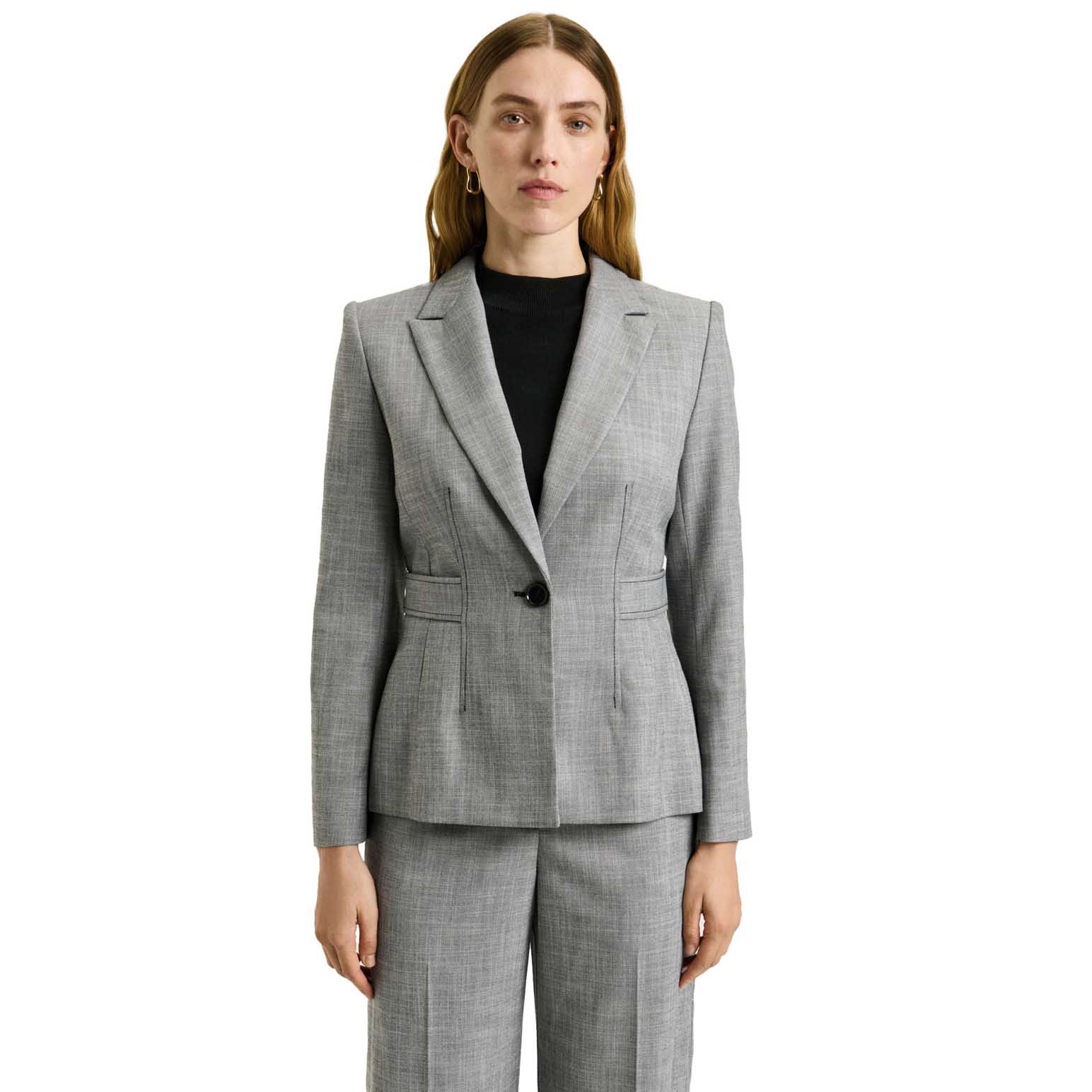 Veronika Maine Monochrome Twill Belted Blazer
